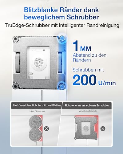 ECOVACS WINBOT W2S Omni Fensterputzroboter mit Multifunktionsstation, intelligenter Bis-an-den-Rand-Reinigung mit TruEdge™, Aufladen während des Betriebs, DREI Wasserdüsen, 12-stufigem Schutz