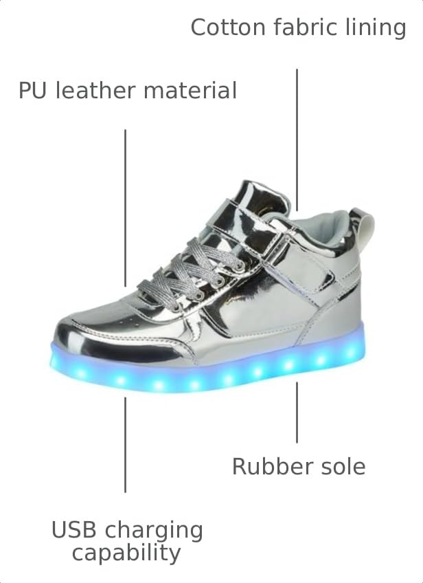 Image of SANYES LED Light Up Shoes for Men Women, USB Rechargeable High Top Glowing Sneakers, Luminous Dancing Shoes