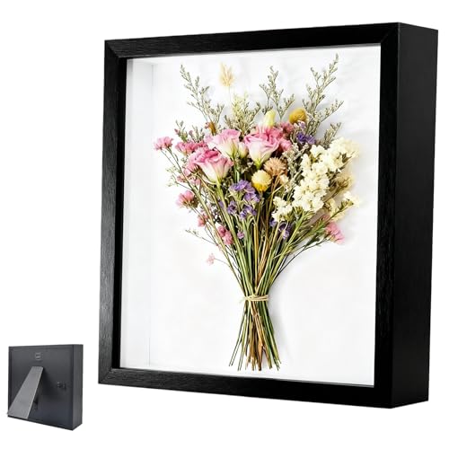 Cadre Photo 3D, Cadre Photo Profond à Remplir 30 x 30 cm, avec Plaque Acrylique Transparente, Cadre Objet 3D Profond 3cm, pour Cadeau de Mariage,Noir