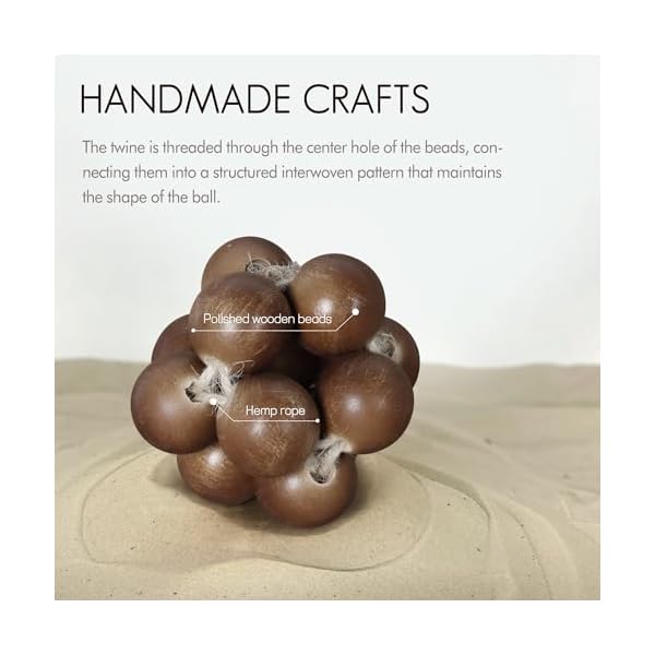 Oakrain wood knot link ball decor small decorative ball decor set of 3 home decor modern farmhouse shelf decor rustic decorative objects for home living room bedroom coffee table decorations  urban country home decor
