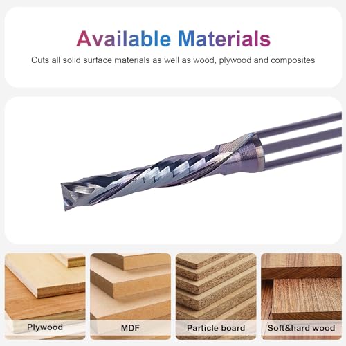 Image of SpeTool Solid Carbide CNC Router Bit 3 /16 Inch Cutting Diamter with 1 /4 Inch Shank, TAC Coated Spiral Compression Router Bit End Mill for WoodworkingToos
