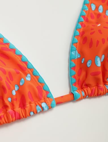 Image of ZAFUL Women Halter Dual Straps Whip Stitch Floral Triangle Bikini Swimsuits