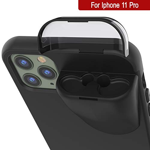 Punkcase Iphone 11 Pro Airpods Case Holder (Toppods Series) | Slim & Durable 2 In 1 Cover Designed For Iphone 11 Pro (5.8") | Protects Your Phone & Stores Your Airpods Gen. 1 & 2 [Black] #TOP4