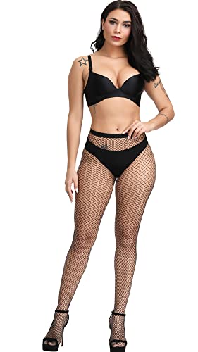 Perambry Women's Fishnet Tights High Waist Fishnet Tights Black Fishnet Stockings Mesh Fishnet (Black-M Hole) #TOP3