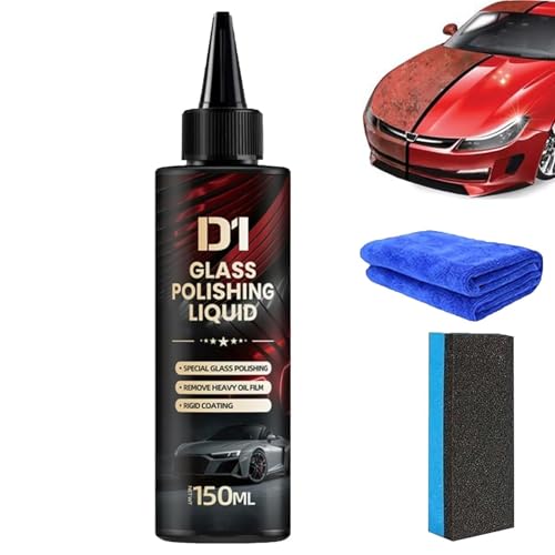 D1 Glass Polishing Liquid, Car Scratch Remover Auto Politur Set, Windschutzscheibe Kratzerentferner polnischer Reiniger, Entfernt Wirbel, Kratzer, Wischerspuren und Ölfilm