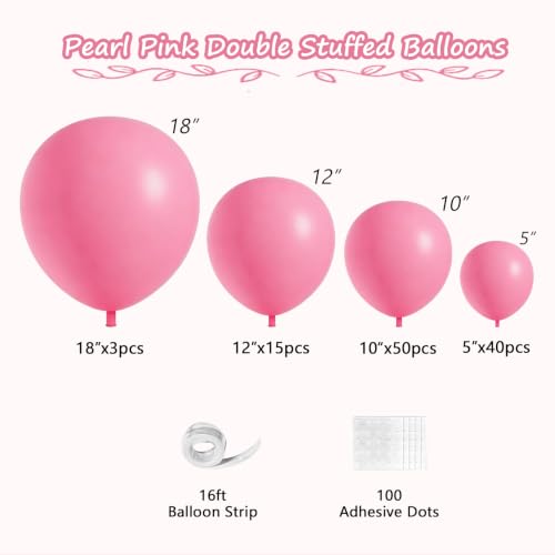 Image of 108Pcs Double Stuffed Hot Pink Balloon Garland Arch Kit