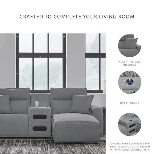 Image of Signature Design by Ashley Power Reclining Sectional with Audio Console