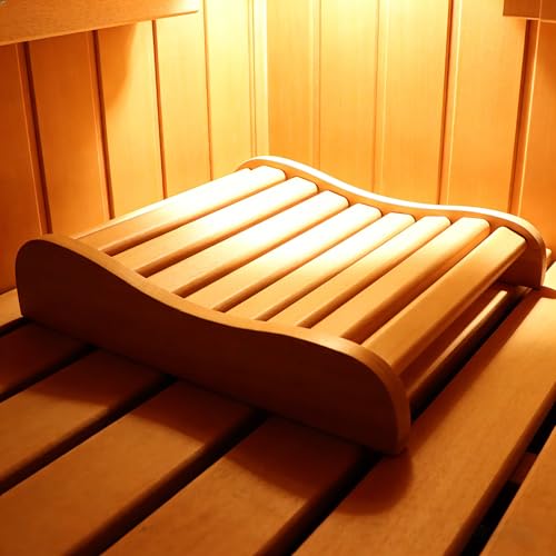 Image of Sauna Headrest Canadian Red Cedar,13.18*15.75*4.72 In, Wooden Neck Support Pillow, Heat-Resistant Moisture-Proof Sauna Accessory for Traditiona l& Infrared Barrel Sauna Rooms, Natural Wood Head Spa
