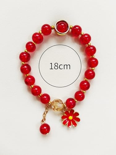 Image of El Regalo 1 PC Dailsy Flower Sparkly Crystal Beads Tassel Bracelet for Girls /Teens /Women- Cute Crackle Beads Daisy Flower Stretch Bracelet