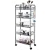Linwx Armadio Shelving Impermeabile Facile da Pulire con Ruote Rimovibili Soggiorno Camera da Letto Carrello Carrello Trolley scaffalature Metalliche 44X26X104cm (5 Strati) (Colore : Nero)