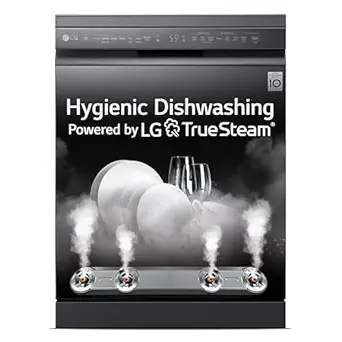 LG 14 Place Setting Free Standing Dish Washer with TrueSteam, QuadWash, EasyRack Plus, Wi-Fi Enabled (DFB424FM, Matte Black, Inverter Direct Drive Motor)