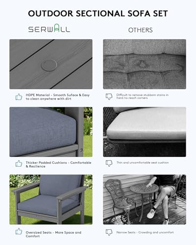 Image of SERWALL HDPE Outdoor Patio Furniture Set | with Coffee Table & Side Table