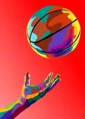 Tableau abstrait basket-ball prêt à poser pour grand mur vide