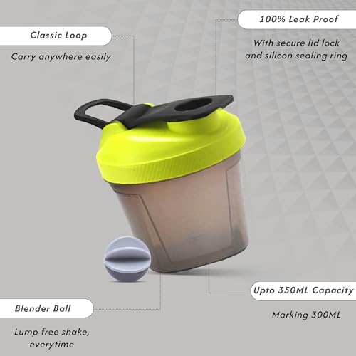 Image of Protein Mini Gym Shaker| Bottle 300ML with Blender Ball (Green)