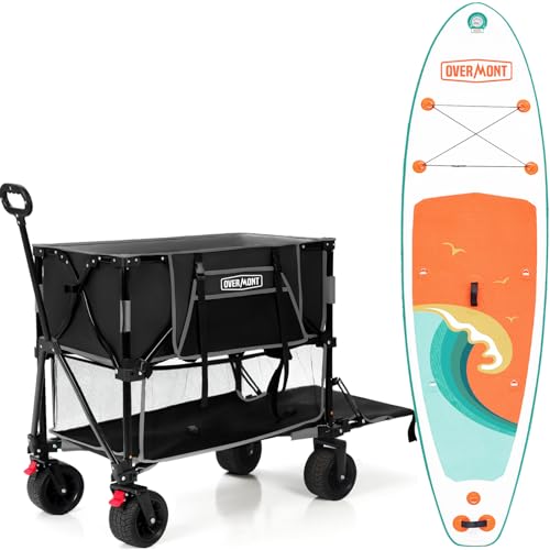 Overmont SUP 10’6x33’’ Inflatable Stand Up Paddleboard + Overmont 400L Foldable Double Decker Wagon Combo