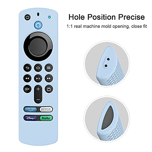 Image of Silicone Case Compatible with Fire TV Stick 3rd Gen 2021 Remote Full Wrap with Lanyard, Compatible with Amazon fire Stick Remote Cover (Only Silicon Cover Included - Sky Blue Style 2