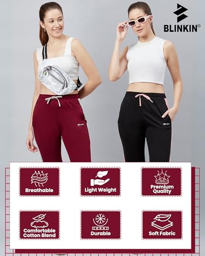 Image of BLINKIN Women's Relaxed Fit Mid Rise Cotton Pajamas Combo, Pack of 2-The Ultimate Track Pants : Ideal Lower for Night Wear & Comfort Wear