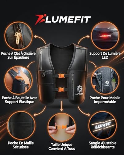 Gilet running anti-ballotement avec pochette imperméable Lumefit - 2