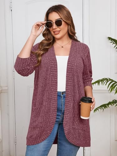 Image of BELAROI Women Plus Size Cardigan Sweater Fall Outfit