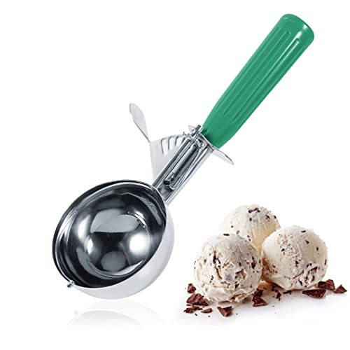 Dioche Ice Cream Scoop, Polished Stainless Steel Ice Cream Spoon with Easy Trigger, Scoop for Ice Cream Rice, Melon Balls