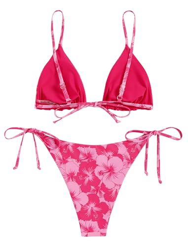 Image of ZAFUL Women's Triangle Bikini Floral String Bikini Set Two Piece Swimsuit Bathing Suits