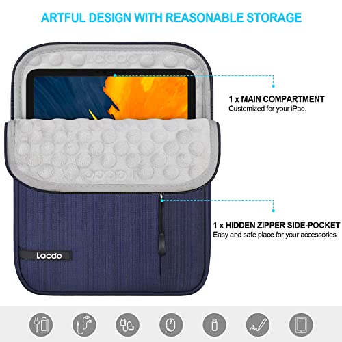 Lacdo Tablet Sleeve Case for 11 inch iPad A16 | 11 inch iPad Pro M5 M4 | 11 Inch ipad Air M3 M2 | 10.9" ipad/ipad Air | 10.2" IPad | 10.5" IPad Pro | Samsung Galaxy Tab A9+ Protective Bag, Blue