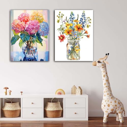 Image of 4 Pack Flower Cross Stitch Kits for Adults Beginner,Counted Cross Stitch Kits Printed Stitching Cute Patterns Dimensions Needlepoint Art Crafts Embroidery Kits for Adults Beginners (15.7x11.8 inch)