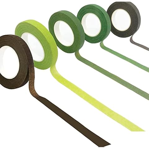 Floristenband,Grün Floristenband,5Pcs Selbstklebend Stem Blumenband,Blumen Wickelband,Grüne Flora Kreppband,für Blumenstrauß, Blumenverpackung, Hochzeitskranz,Bouquet Blumen DIY Kunst Handwerk Cover