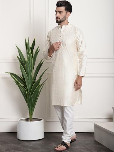 Image of SOJANYA (Since 1958 Men's Silk Blend Kurta and Pyjama with Nehru Jacket