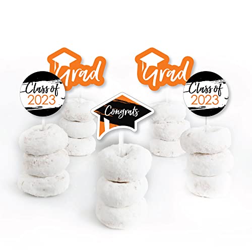 Big Dot Of Happiness Orange 2023 Graduation Party - Dessert Cupcake Toppers - Clear Treat Picks - Set Of 24 #TOP1