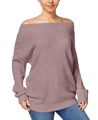 Ultra Flirt Juniors Off The Shoulder Pullover Cozy Sweater Sea Fog L