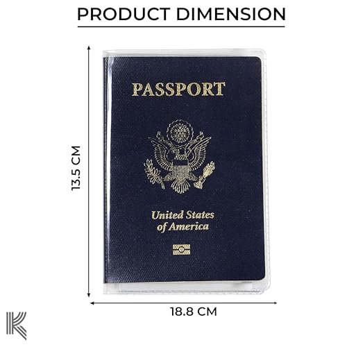 Image of Kraptick Polypropylene Passport Cover, Transparent & Waterproof Passport Cover, Passport Coverage Protector, Passport Covers with 2 Additional Pockets for Cards & Tickets (Pack of- 2)