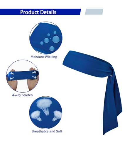 Image of Sport Tie Headbands Tennis Head Tie for Men Women Sports Fans Ninja Soccer Basketball Teams Head Ties Halloween
