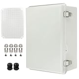 YETLEBOX Waterproof Electrical Box Junction Box Weatherproof IP67 ABS Plastic Enclosure Switch Router Project Box Electronics DIY Enclosure with Mounting Plate and Wall Bracket Grey 16.1'x12.2'x7.1'