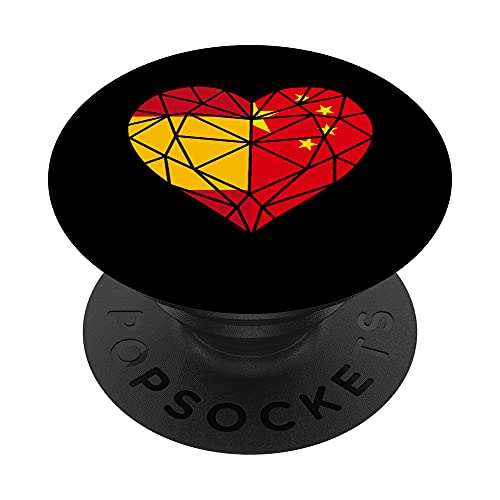 China España Bandera Amistad Hermandad Corazón Poligonal PopSockets PopGrip Intercambiable