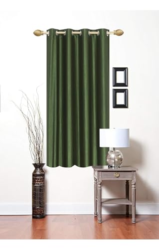 Image of Woah Modern Solid Long Crush Curtain Window CCurtain Polyester Weaved Parda Modern Parde for Living Room Bedroom Home Office Screens Eyelet Ring Olive Green 5Feet(Pack of 1)