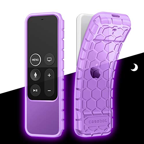 Fintie Protective Case For Apple Tv 4K/ Hd Siri Remote (1St Gen) - Honey Comb Lightweight Anti Slip Shockproof Silicone Cover For Apple Tv 4K 5Th 4Th Gen Siri Remote Controller, Purple-Glow #TOP4