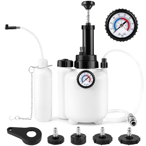 KACOLA 3L Pressure Brake Bleeder Kit Manual Brake Power Bleeder with 1L Catch Bottle and 4 Master Cylinder Adapters One-Person Operation for Brake and Clutch Fluid Exchange on Most Cars Trucks