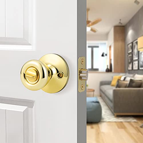 Gobekor 3 Pack Keyed Alike Door Knobs Entry Door Knobs With Lock And Key Gold Door Knob Polished Brass Exterior Door Knob With Same Keys #TOP5