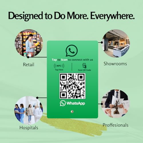 Image of WhatsApp Standee with NFC & QR Code | Acrylic Standee for Chat, Group, Community, or Channel Access | Configure via Dashboard | Contactless Display