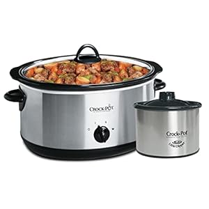 Crockpot scv803 ss 8 quart manual slow cooker with 16 oz little dipper food warmer stainless steel  urban country home decor