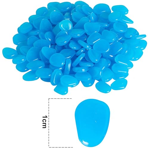 Teouuas 400 Stück Leuchtsteine, Leuchtet im Dunkeln Kieselsteine, Blau Fluoreszierende Steine, Leuchtende Steine Garten für Garten, Aquarium, Gehweg, Terrasse, Rasenflächen, Kinderzimmer