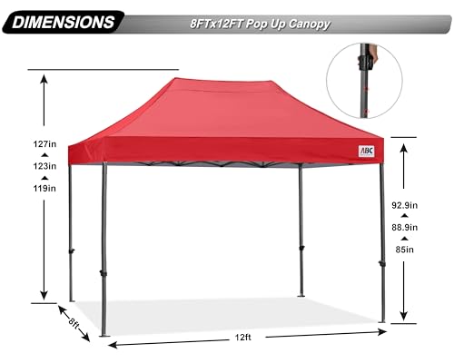 Image of ABCCANOPY Patio Pop Up Canopy Tent 8x12 Commercial-Series (Red)
