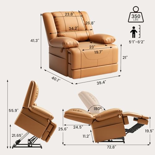 Image of Couchus Large Dual Motor Power Lift Recliner Chair with Massage and Heat for Elderly People, Infinite Position, USB Ports and Remote Control, Breathable Leather (Yellow)