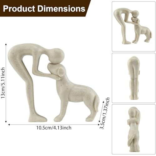 Estatua decorativa de perro de resina beige pequeño miniatura 3