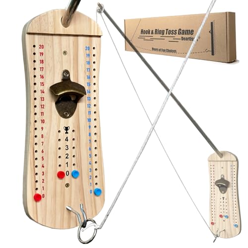 Hook and Ring Toss Game Bottle Opener Ring Toss Game for Indoor Outdoor Party Man (Fun & Competitive Version- Big Size)