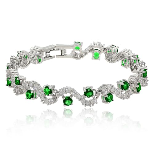 Crystalline Azuria 18K White Gold Plated Tennis Bracelets Cubic Zirconia Crystals in Jewelry Box for Women