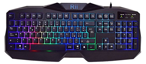 Rii Gaming RK400 (Layout Italiano) - Tastiera Italiana da Gioco + Mouse da Gioco 2000 DPI (Retroilluminati a LED 7 Colori)
