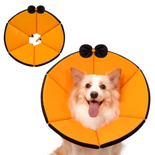 Image of MAXFUT Soft Dog Cone Collar,Foam Cone for Dogs to Stop Licking After Surgery,Non Inflatable Dog Donut Cone (Orange, XXXL)