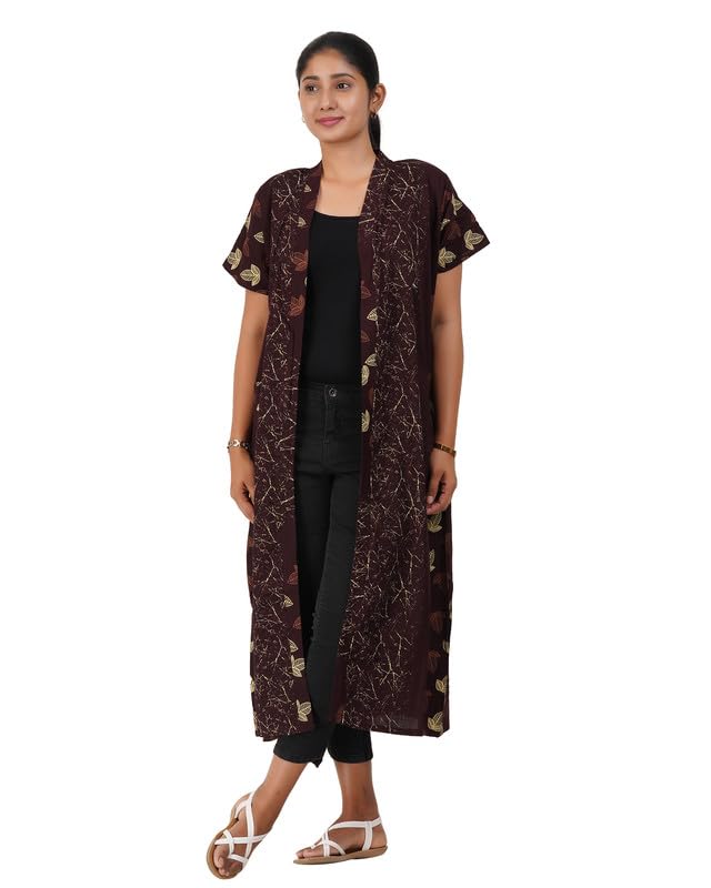 Image of MENMAII Cotton Feeding Robe for Women | Soft Breathable Maternity & Nursing Wear | Front Open Easy Feeding Access | Comfortable Nightwear for New Moms|Calf Length [Size: L,XL,XXL,3XL /FS]